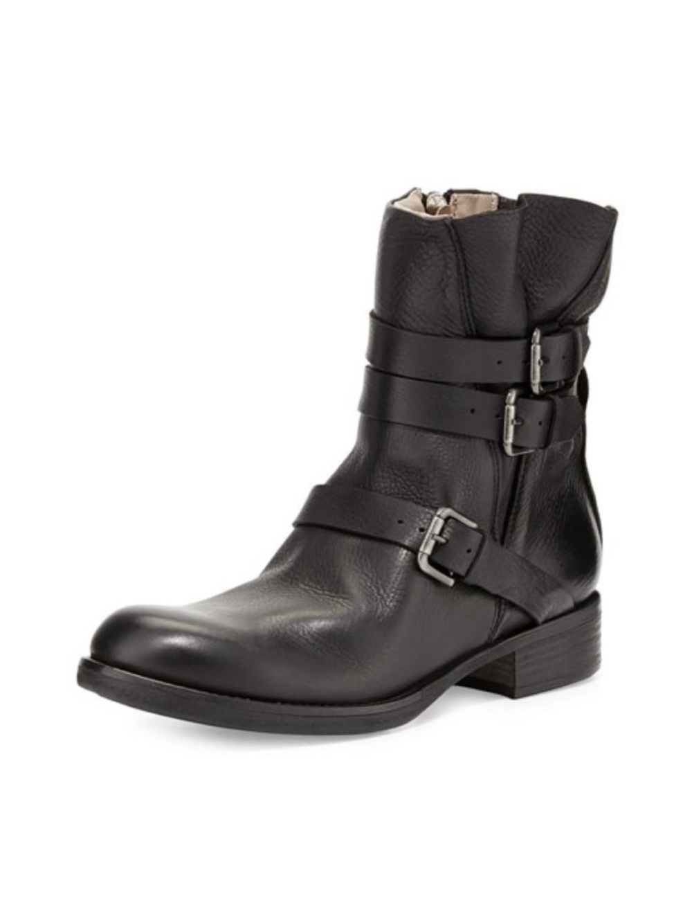 Alberto Fermani Triumvirate Leather Moto Ankle Boots in Black Size 37